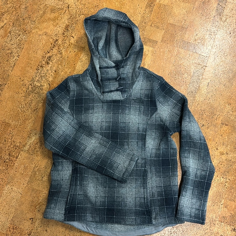 North Flace Hooded Fleece Grey Plaid-worn once